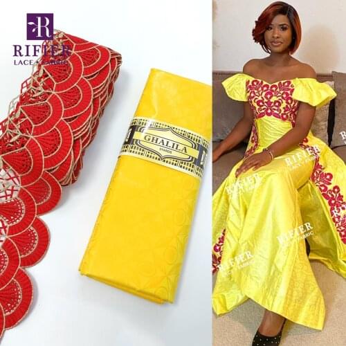 5+5 Yards Rhinestones Ribbon Lace 2021 Bazin Riche Fabric Fashion Women Sewing Festival Party Dresses Embroidered Lace Materials