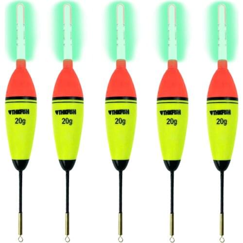 5 Pcs/Lot EVA Fishing Float+10pcs 4.5*37mm Glow Sticks Long Vertical Luminous Night Lighting Wand Fishing Floats Bobber Pesca