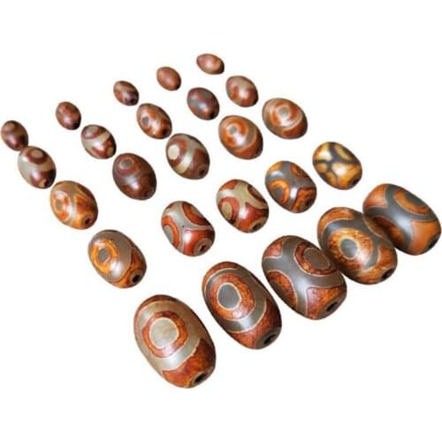 5pcs/lot Natural Stone Prayer Mala Tibetan Mystical Agates 3 Eyes Dzi Spacer Beads Jewelry Making DIY Necklace Findings Z1152