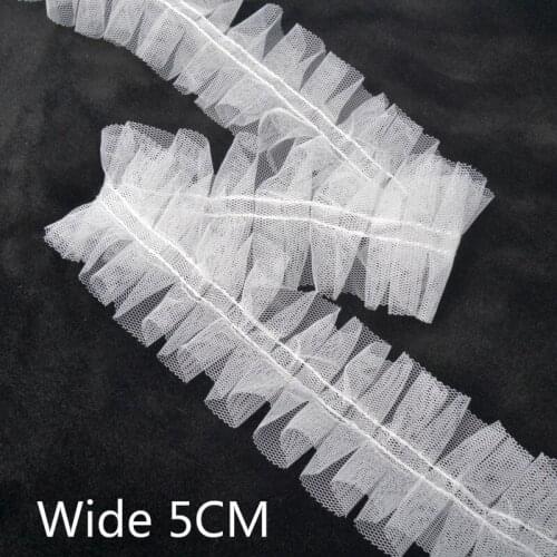 5cm Wide White Folded Sewing 3d Lace Fabric Ribbon Collar Neckline Trim Decorated Dress Diy Crafts Applique Guipure Supplies