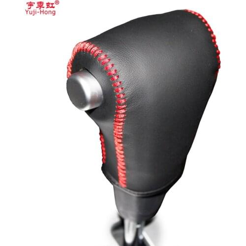 Yuji-Hong Car Gear Covers Case for Hyundai Tucson 2006-2013 Automatic Shift Collars Genuine Leather Auto Hand-stitched Cover