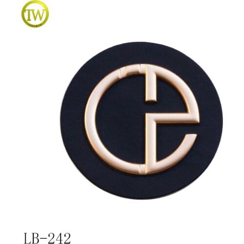 Custom Black leather metal labels / embossed jeans fabric logo