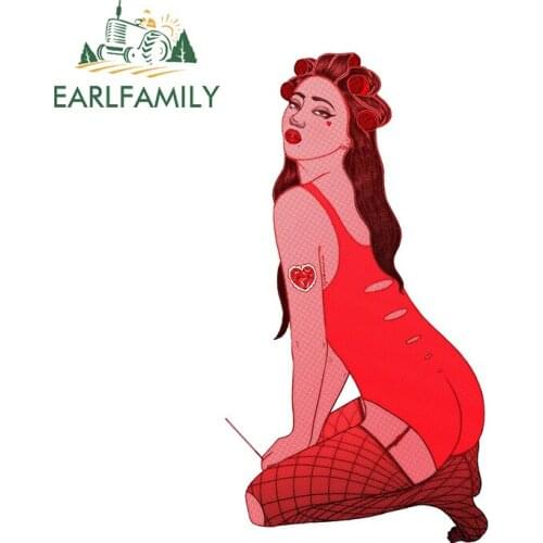 EARLFAMILY 13cm x 7.1cm for Cherry Girl Funny Car Stickers Creativite Refrigerator Windshield Decal Waterproof JDM Decoration