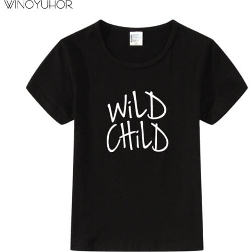 Wild Child Letter Print Kids Boys Girls Summer Casual Tops Tshirt Children Fashion Cool Tops Tees Toddler Baby Graphic T-shirt