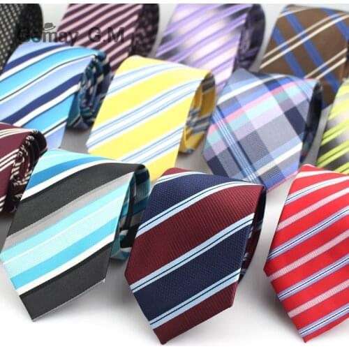 Fashion Classic Silk Ties for Men 7.5cm Width Striped Mens Neckties for Wedding Business Formal Wear Suit Jacquard Woven Tie