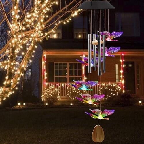 Hot Wind Chimes Outdoor Decor Solar Wind Chime Waterproof Color Changing Light Chime for Outdoor Patio Garden Yard Decor