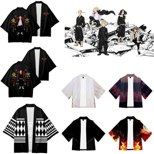 Tokyo Revengers Cosplay Cloak Anime Black White Top Draken Mikey Hanagaki Takemichi Ken Ryuguji Haori Kimono Men Short-Sleeve