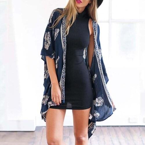 Kimonos Woman 2021 Japanese Kimono Bikini Cover Up Women Casual Boho Print Half Sleeve Oversized Outerwear Loose Cardigan