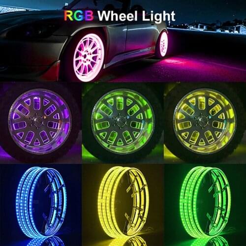 Hightbright 4x 14.5" RGB LED Rings Wheel Rim Color Changing Lights For Car SUV Truck Atmosphere With APP Remote/ Controller