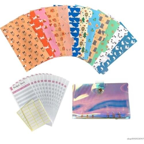 Creative Loose Leaf Book Cute Animals Cash Budget Envelope Customized Set with 12 PVC and 12 Animal Style Envelopes 21wholesales