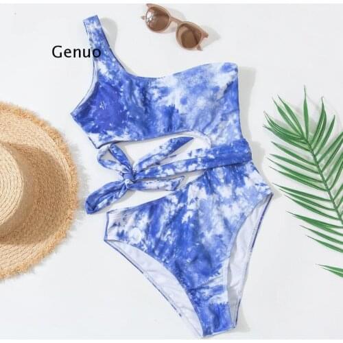 High Waisted Bathing Suit Women One Piece Sexy Bandage White Cut Out Swimsuit Push Up Swimwear Monokini Swimming Suit Women