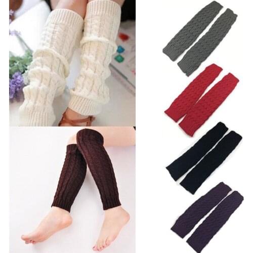 2018 New Fashion Women Lady Knee High Stockings Knit Crochet Winter Warmer Leggings Gloves Boot Cover Legging Femme