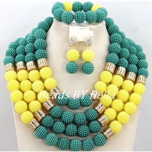 Hot Sale Nigerian Wedding Party Jewelry Set African Beads Set Women Fashion Necklace Bracelet Set New Free Shipping ABY261