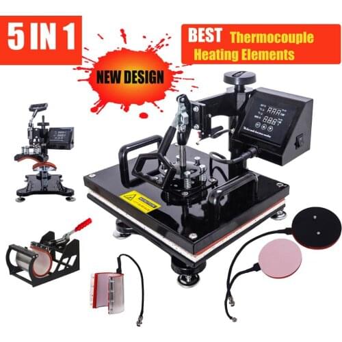 38x38 New Design 5 In 1 Combo Heat Press Machine,Sublimation/Heat Press,Heat Transfer Machine For Mug/Cap/T shirt/Phone cases
