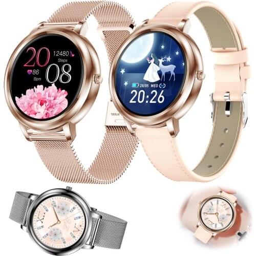 Fashion Women Female Bluetooth Smart Watch Stainless Steel Smartwatch Heart Rate Blood Pressure Monitoring Bracelet