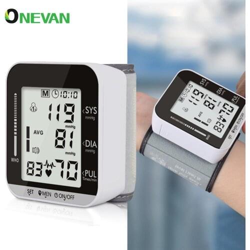 English Voice Wrist Blood Pressure Monitor Automatic Digital Tonometer Portable USB Wrist Heart Rate Meter Sphygmomanometer