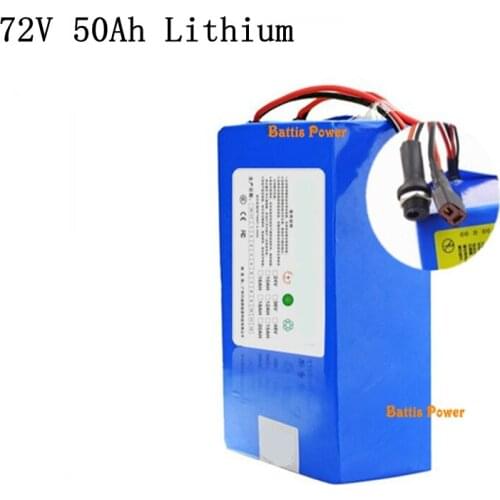 Power 72V 50Ah lithium li ion battery pack with BMS for 3000W 3500W electric motorcycle e-scooter EV forklift +10A Charger