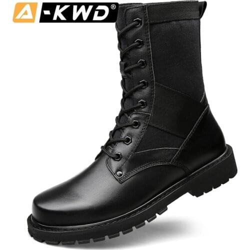 Fashion Shoes 2019 Men Snow Boots Erkek Botlar Genuine Leather Work Shoes High Top Military Boot Lace-up Warm Sneakers Men 37-50