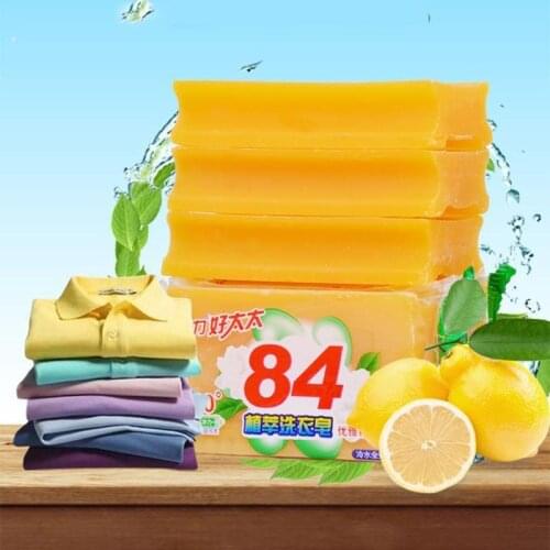 Naturally 84 Laundry Soap Decontamination Stain Grease Removal Easy-rinsing Lemon Scent Clothes Deep Cleaning Household Soaps LC