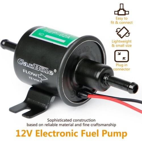 CarBole 4-7psi Black Electric Fuel Pump 12v Universal Piston Type Oil Pump HEP-02A 4-7PSI Car Accessories Low Pressure Fuel Pump