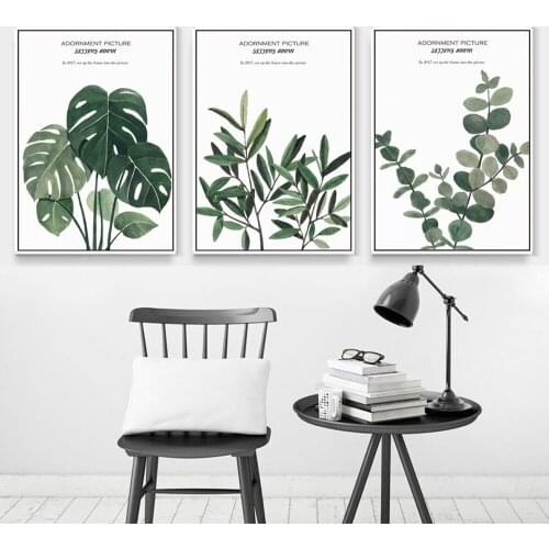 Nordic Simple Small Fresh Plant Leaves Wall Art Canvas Poster Prints Wall Pictures Bedroom Decor Cuadros Abstractos Modernos