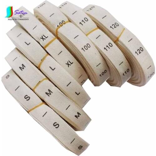 Wholesale White Background 100% Cotton XS-6XL Beige Garment Label,Number Size Label S0051H 60/70/80/90/100/110/120/130/140/150