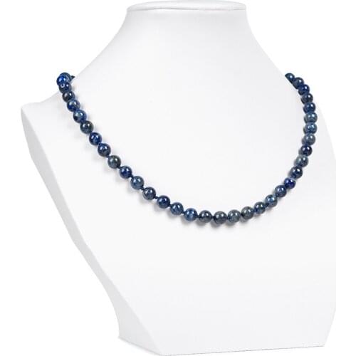 Natural lapis lazuli Stone Necklace hand knotted womens and mens clothing matching Gemstones Round Beads Necklace Long 18"