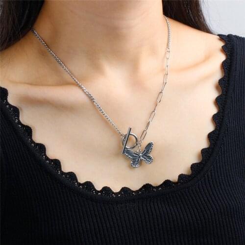 Sweet Butterfly Stainless Egirl Steel Necklace Women Men Polishing Chain E-Girl Girls Fashion Accessories Birthday Gift Aesthet