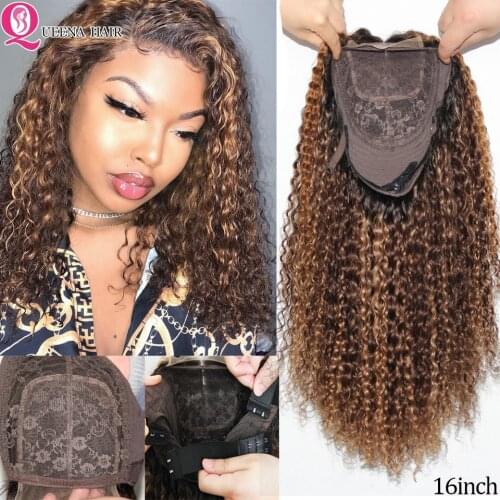 Ombre Highlight Wig Curly Lace Clsoure Human Hair Wigs For Black Women Honey Blonde Highlighted Lace Wig Remy Brazilian Hair Wig