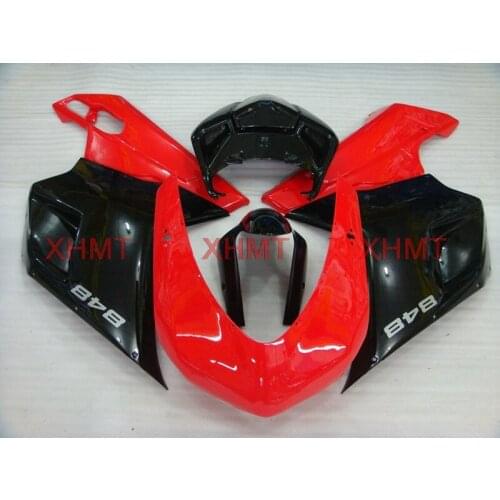 For 848 2007 - 2011 Full Body Kits 848 2010 Plastic Fairings for DUCATI 1098 2010 Red Black Fairing Kits