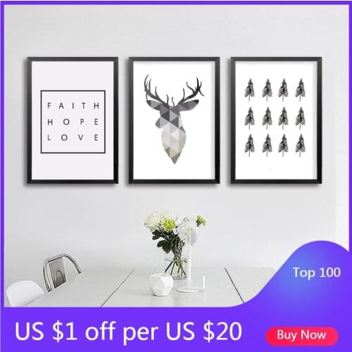 Affiche De Peinture En Toile Cerf Géométrique Symbole De Foi Toile Motifs Artistiques Muraux Décoration Scandinave Photos Décora