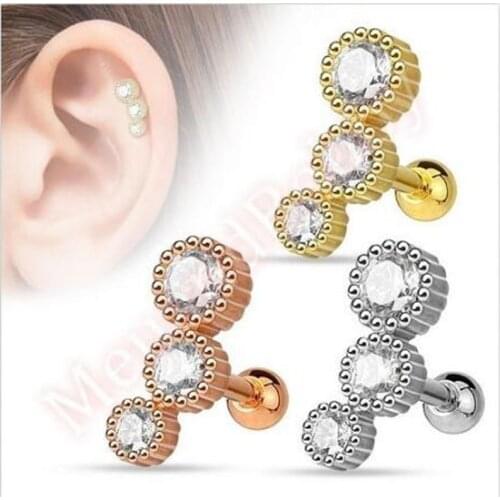 Popular Piercing ear Jewelry Exquisite Piercing Jewelry Three Stud Earrings Earrings