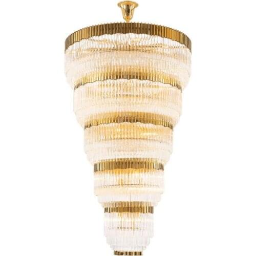 Post-modern duplex building hollow living room crystal lamp chandelier villa living room complex building hotel project lamp