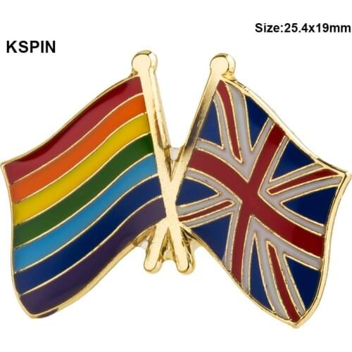 Rainbow United Kingdom Friendship Flag Badge Flag pin 300pcs a lot XY0148