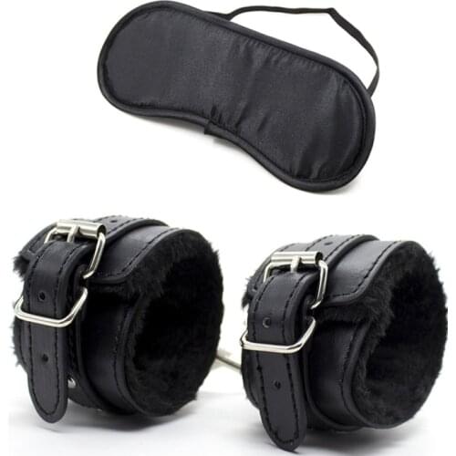 Sexy mask erotic toys Handcuffs Sexy Bondage Flirt Leather bdsm bondage set Handcuffs For Sex Plush Exotic Accessories