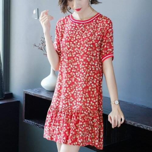 Silk Women Summer Real Ladies Plus Size Print Party Dress Beach Dresses Vestidos De Verano 2020 G868862 YY2892