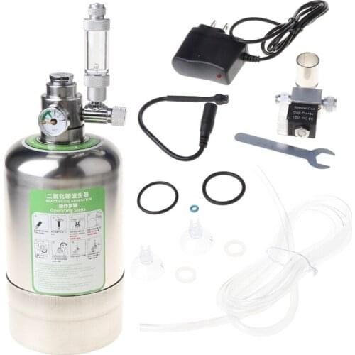 Aquarium DIY CO2 Generator System Stainless Steel Bottle Tools with Pressure Gauge Automatic Pressure Relief Valve Bubble
