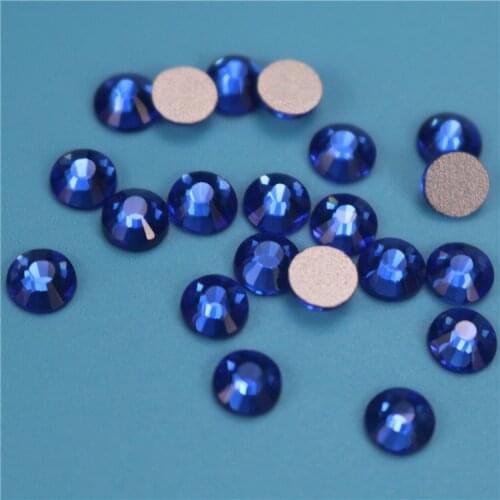 1440pcs/lot SS3-SS20 Crystal Sapphire Non HotFix FlatBack Rhinestone Glass Glitter Glue-On Loose DIY Nail Art Crystals Stones