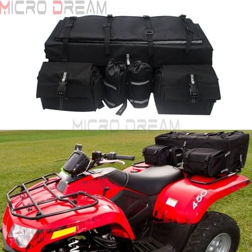 ATV Cargo Bag Rear Rack Gear Bag Made of 600D Waterproof Fabric w/ Topside Bungee Tie-Down Storage Multi-compartment Travel Bags