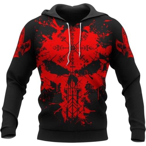 Viking Tattoo Wolf Skull Style 3D Full Print Size Hoodie Man Women Harajuku Outwear Zipper Pullover Sweatshirt Unisex