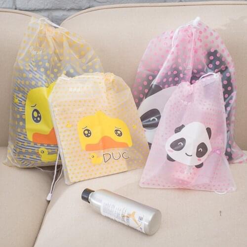 Cartoon Animals Waterproof Printed Storage Bags Baby Clothing Underwear Socks Shoes Organizer Drawstring Cosmetic Bag Portable B