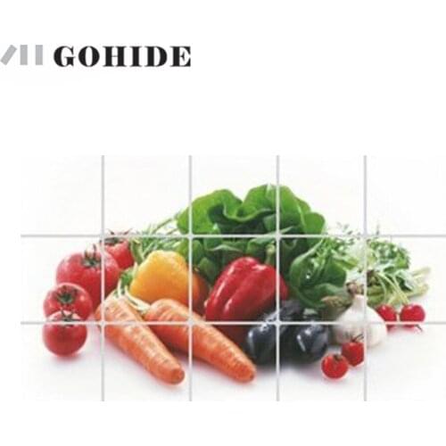 GUHD 1pc Kitchen Wall Stickers Aluminum Foil Waterproof 750X450mm Kitchen Living Room Wall Picture More Style Design Decoration