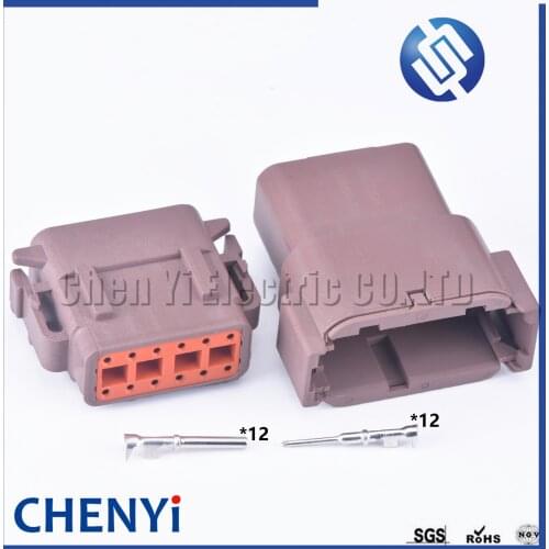 Brown Deutsch 12 Pin Sealed waterproof connector DTM06-12SD DTM04-12PD Automotive Connector Heavy Truck Wiring Harness Plug