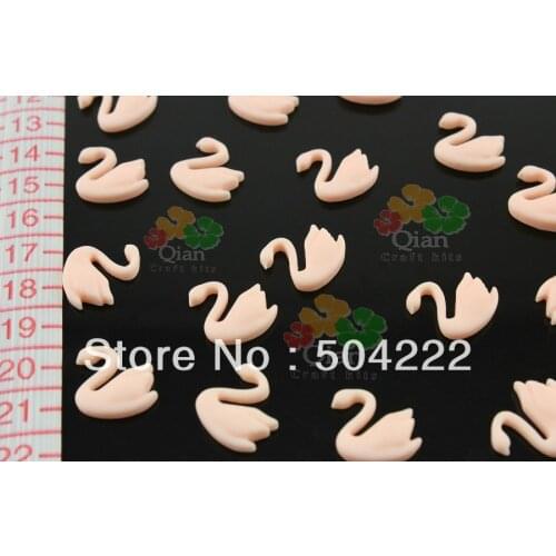 200pcs Ivory elegant adorable Swan Resin Matt decoden Cabochons cab 20mm matt pale pink or you pick color