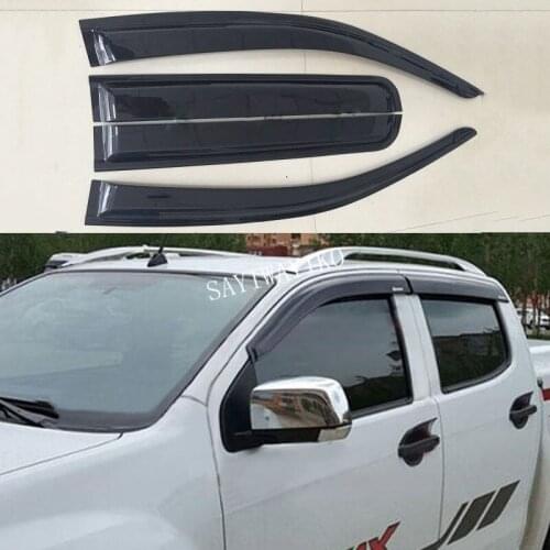 2012-2018 Car Wind Deflector Awnings Shelters For D-MAX DMAX Black Window Deflector Guard Rain Shield FIT For ISUZU D-MAX DMAX