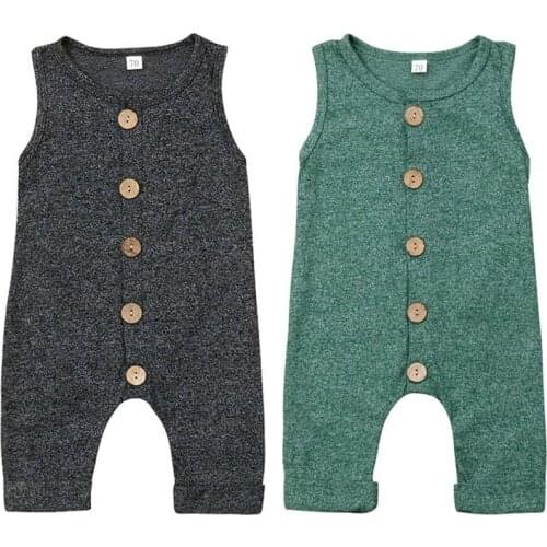 2019 Unisex Baby Rompers Newborn Girl Boy Jumpsuit Summer Clothes Infant Sleeveless Romper Button One-Piece Toddler Outfit 0-2T