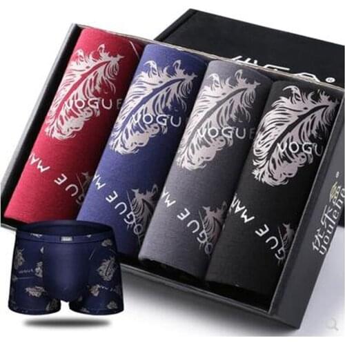 4PCS Men Underwear Cotton Male Printed Panties Boxer Breathable Soft Underpants Comfortable Panty Sexy Mens Shorts
