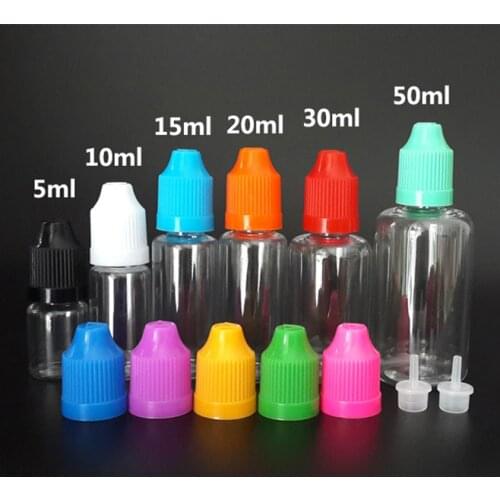 5Pcs Clear 3ml 5ml 10ml 15ml 20ml 30ml 50ml Empty Plastic Dropper Bottles PET E Liquid Vial Sample Refillable Container