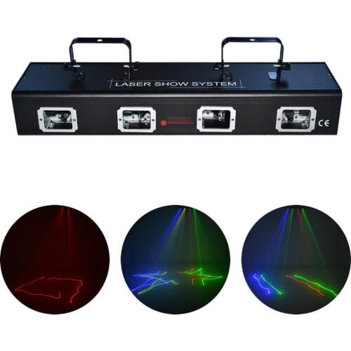 DMX 4 Lens Beam Ray Scanner Sound Actived Projector Big Laser Red Green Blue Lights Pro Disco DJ Party Stage Effect Lighting