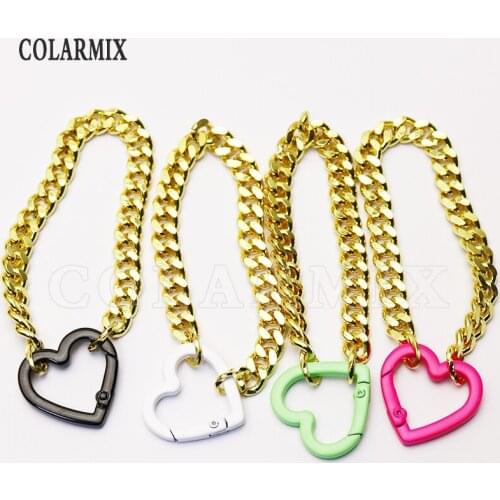 8 Pieces Heart Clasp handmade jewelry Bracelet gift for lady Mix color charms Bracelet Punk hip pop jewelry Bracelet 51226